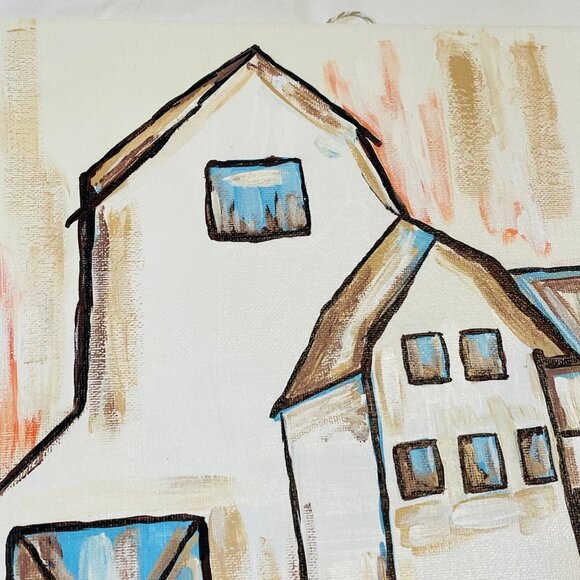 Rustic Barn Canvas Art Painting Signed By RP Artist 12" X 12" Farmhouse Decor - Picture 7 of 10